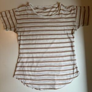 Madewell Whisper Cotton T-Shirt Striped (White and Tan)